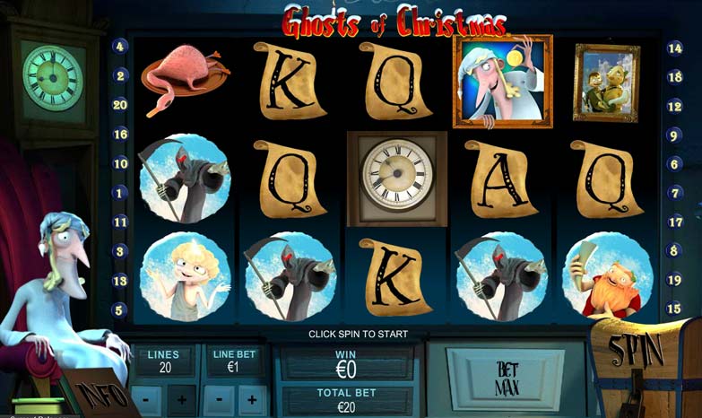 Ghosts of Christmas slots screen